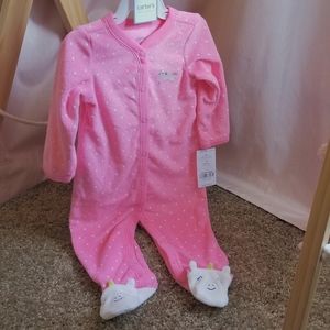❌SOLD❌NWT Carter's Babygirl Unicorn and Polka dot Footsies Pjs